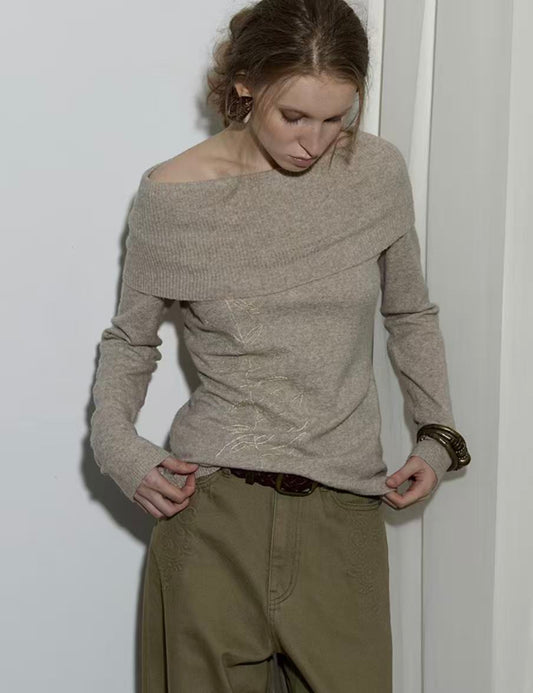 Lily Crest – Off-Shoulder Wool Knit Top