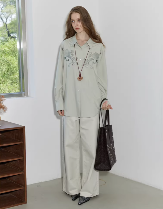 Mint Shell – Frosted Embroidered Blouse