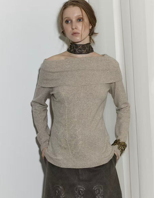 Lily Crest – Off-Shoulder Wool Knit Top
