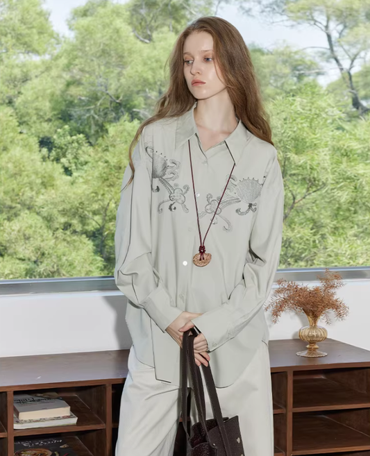 Mint Shell – Frosted Embroidered Blouse