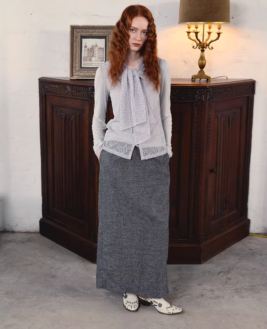 Soft Embrace – Lace-Trim Wool-Tencel Layered Top Set