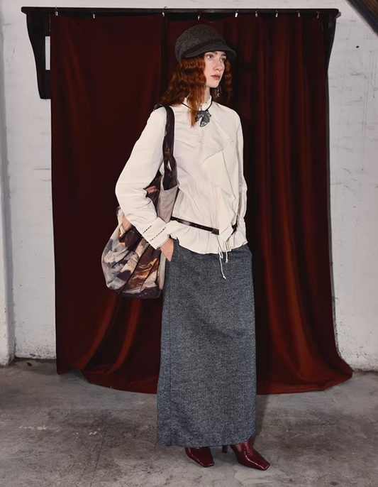 Royal Muse – Ruffled Collar Corduroy Blouse Jacket