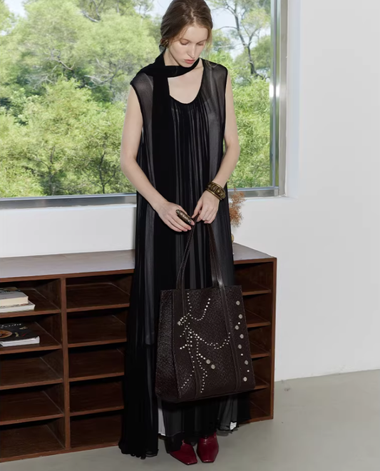 Monochrome Waltz – Contrast Two-Piece Maxi Dress