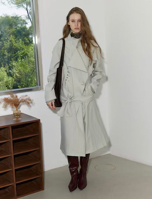 Wayfarer Sky – Embroidered Trench Coat